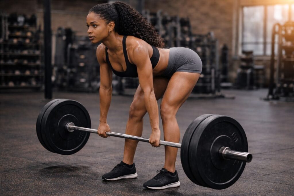 mulher fazendo exercício stiff