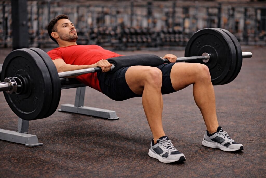 Homem fazendo exercício de elevação de quadril