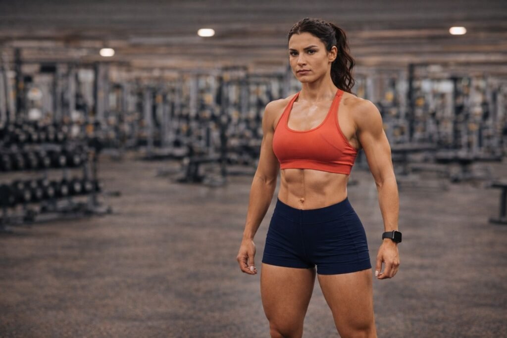 Mulher atlética na academia