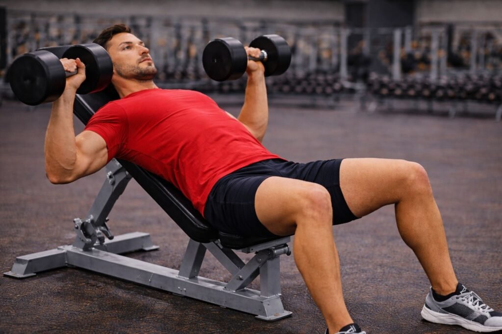 supino inclinado com halteres